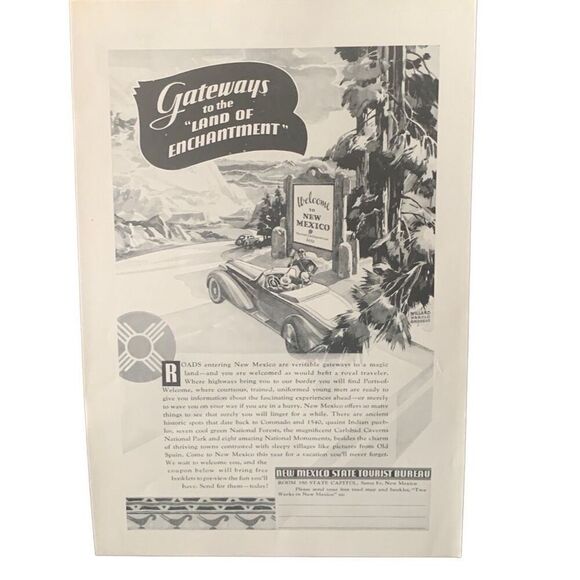 Vintage 1937 New Mexico Tourist Bureau Gateways Ad Advertisement - Picture 4 of 4